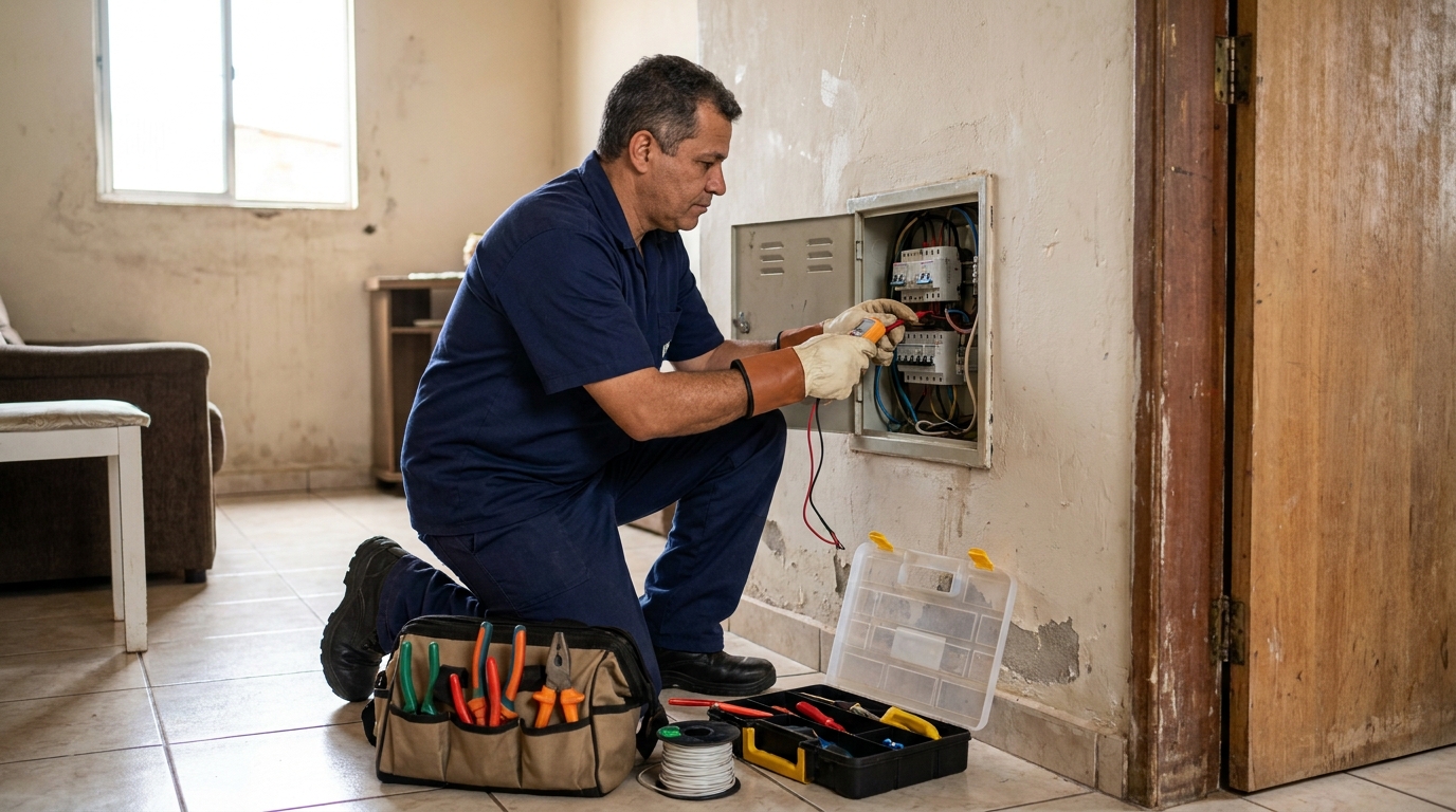 Eletricista com ferramentas em Franca‑SP