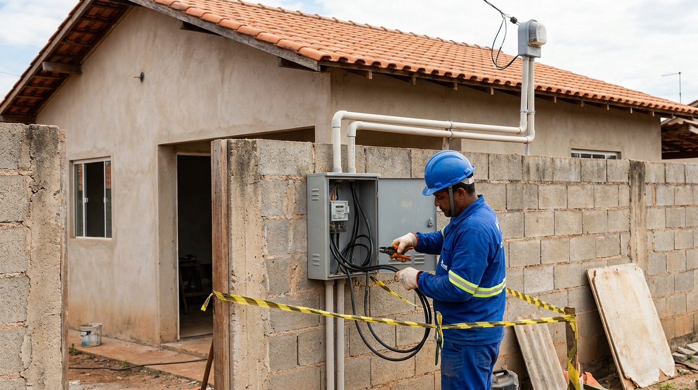 Eletricista instalando padrao de energia em Franca‑SP