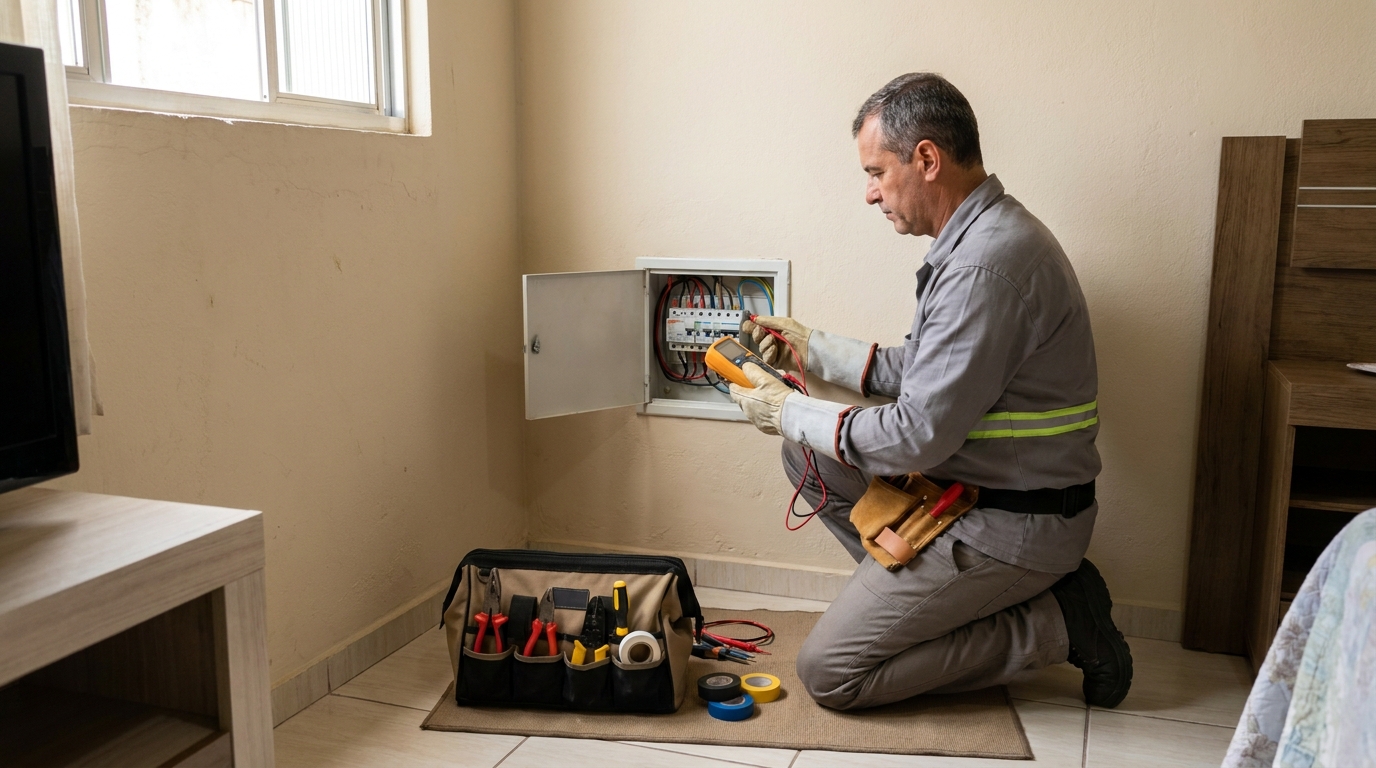 Eletricista trabalhando em Franca‑SP