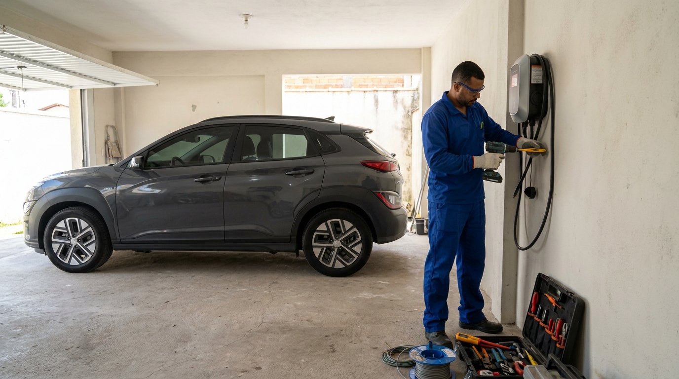 Instalacao de carregador de carro eletrico em Franca‑SP