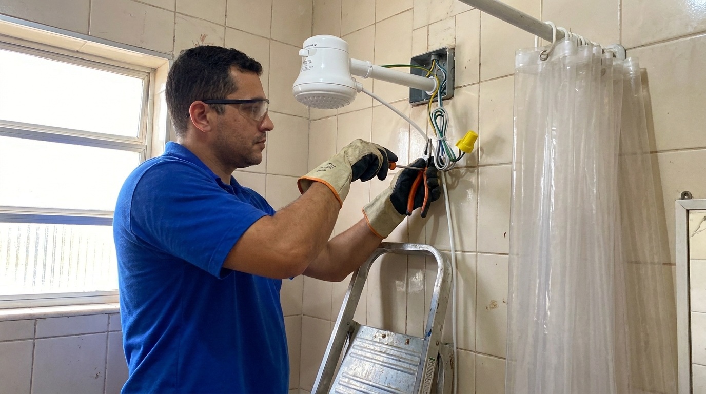 Instalacao de chuveiro eletrico residencial em Franca‑SP