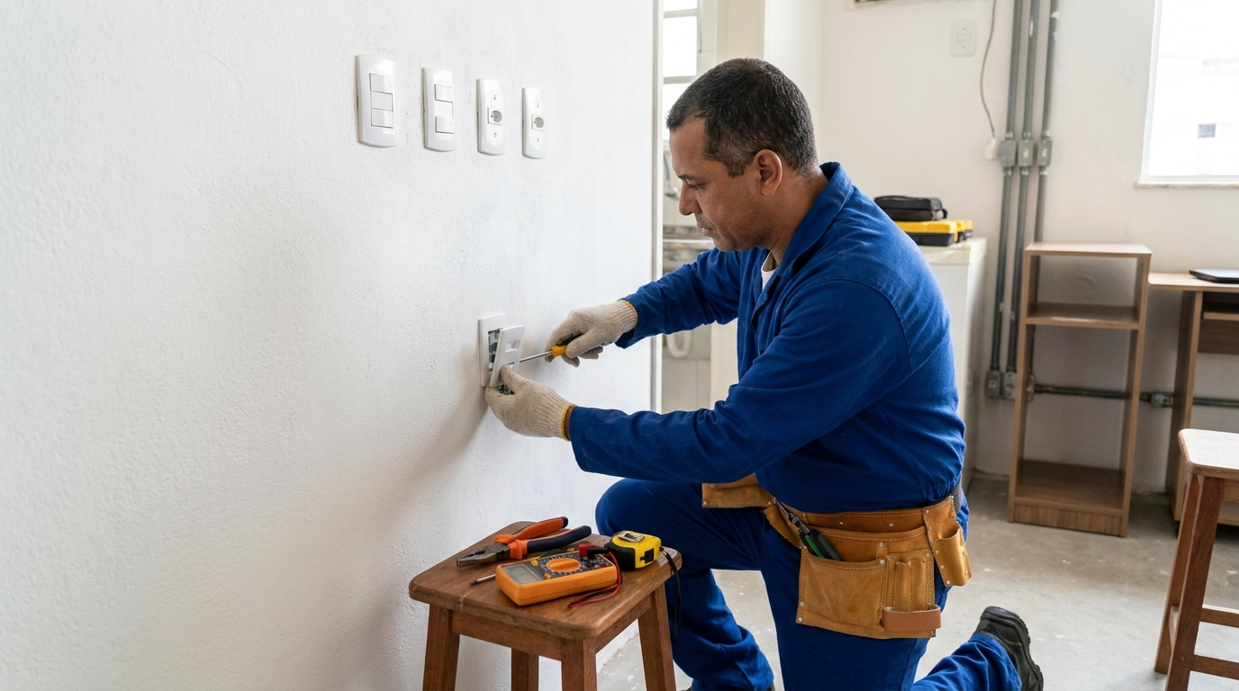Instalacao de tomada e interruptor profissional em Franca‑SP